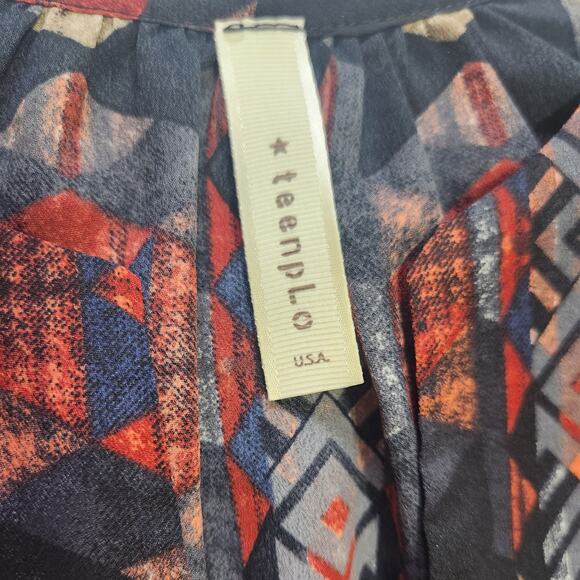 Aztec Print TeenPlo Made in USA Top 3/4 Sleeves Small - Picture 10 of 11